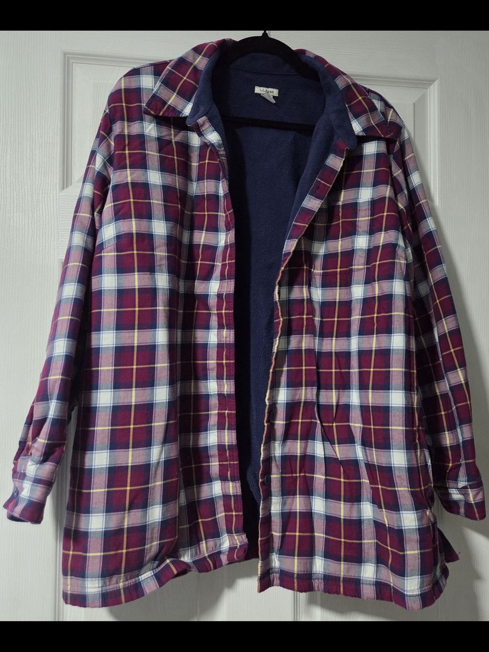 L.L. Bean Purple & Navy Flannel Fleece Jacket - Picture 1 of 5